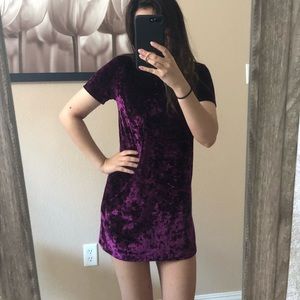 Purple velvet shift dress